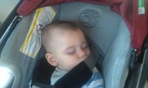 Jack asleep in his Orbit non-toxic car seat